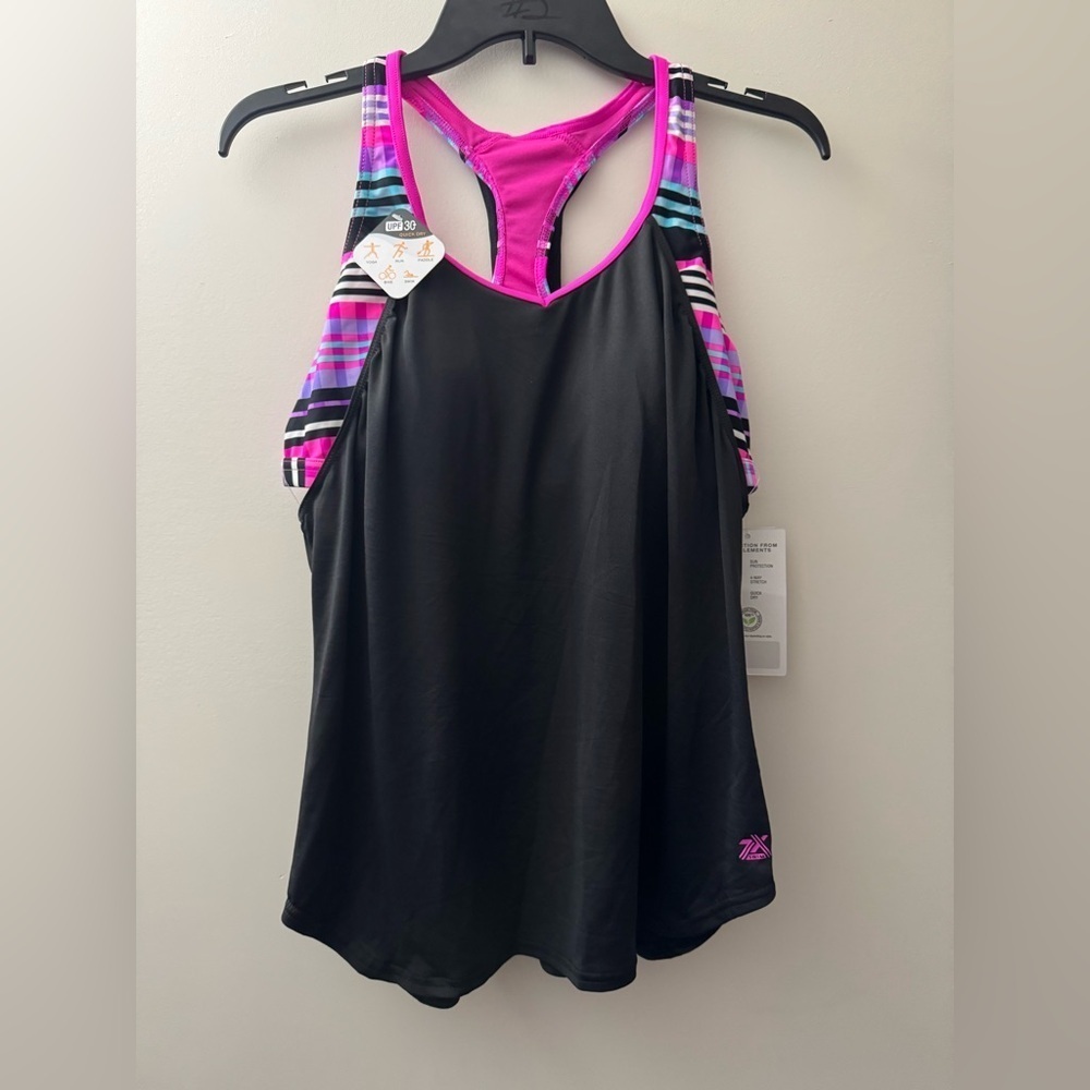 Zeroxposur Black and Pink 2 in 1 Tankini Tank Top